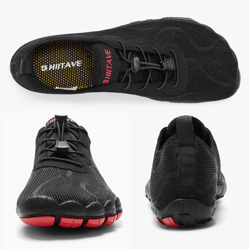 HIITAVE Men Barefoot Water Shoes Beach Aqua Socks Quick Dry for Outdoor Sport Hiking Swiming Surfing Black/Red 7 M US Men - Image 5